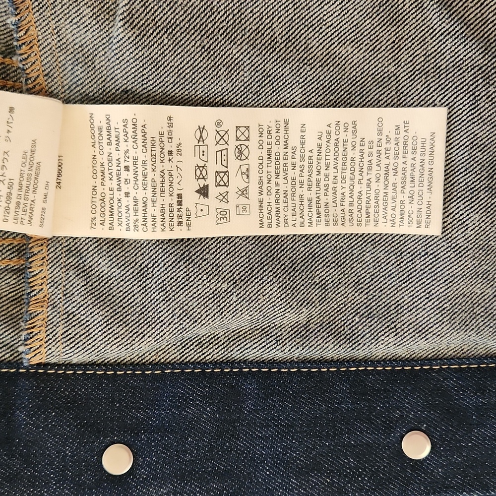 Levi’s Mens Classic Trucker Original Denim Jean Jacket Indigo Blue Size XS Levis - Picture 11 of 12